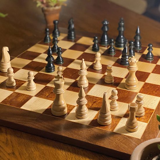 Chess board with pieces