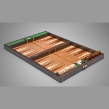 Backgammon board, pieces stored Backgammon board, pieces stored